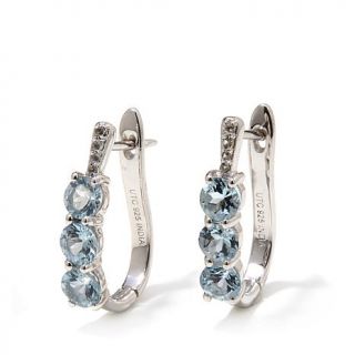 Ravenna Gems 1.38ct Aquamarine and White Topaz 3 Stone Hoop Earrings   8023361
