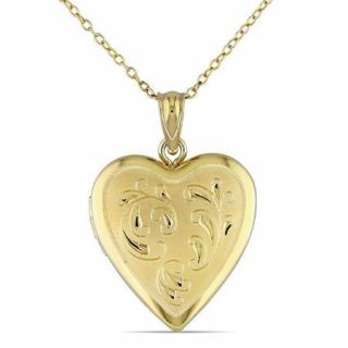 Yellow Rhodium Plated Sterling Silver Heart Locket Pendant, 18"