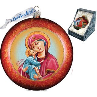 Holiday Mary of Vladimir Cut Ball Glass Ornament by G Debrekht