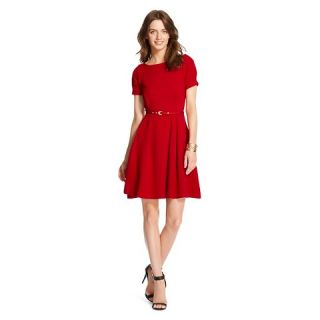 Womens Crepe Belted Dress Red   Melonie T