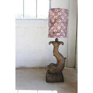 Creative Co Op Resin Fish Table Lamp with Canvas Shade