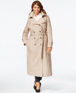 DKNY Plus Size Hooded Belted Trench Coat   Coats   Women