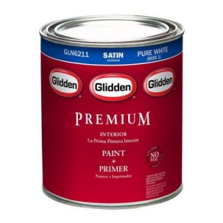Glidden Premium 1 qt. Pure White Satin Interior Latex Paint GLN6211 04