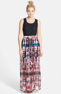 Want & Need Lace Top Geo Print Maxi Dress (Juniors)
