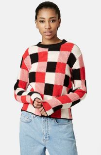 Topshop Boutique Crochet Check Sweater