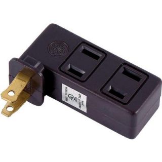 GE 3 Polarized Outlet Adapter Space Saving Side Outlet   Brown 54187