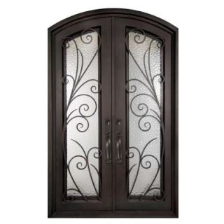 Iron Doors Unlimited 74 in. x 98 in. Flusso Classic Full Lite Painted Oil Rubbed Bronze Decorative Wrought Iron Prehung Front Door IF7498RELW