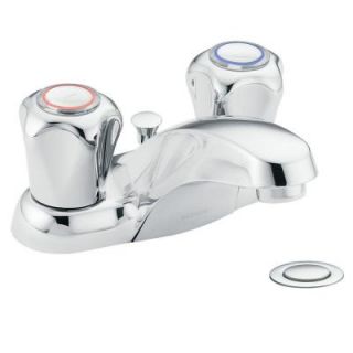 MOEN Chateau 4 in. Centerset 2 Handle Bathroom Faucet in Chrome with Drain Assembly 4935