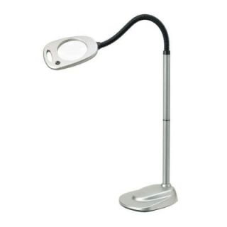 Light It 5 in. 12 Silver LED Lens Battery Operated Magnifier Floor Lamp with AC Adapter 20072 401