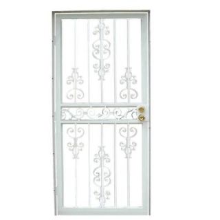 Grisham 36 in. x 80 in. 409 Series Spanish Lace Steel White Prehung Security Door 40922