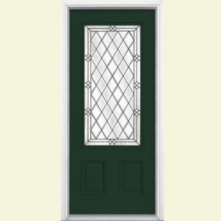 Masonite 36 in. x 80 in. Halifax 3/4 Rectangle Painted Steel Prehung Front Door with Brickmold 39493