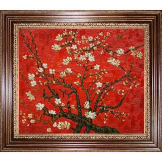 20 in. x 24 in. Branches of an Almond Tree In Blossom (Interpretation in Red) Hand Painted Framed Oil Painting VG2129 FR 7993820X24