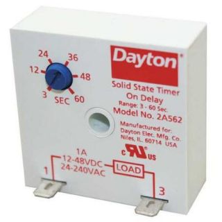 DAYTON 2A562 Encapsulated Timer Relay, 60sec, 2 Pin, 1NO