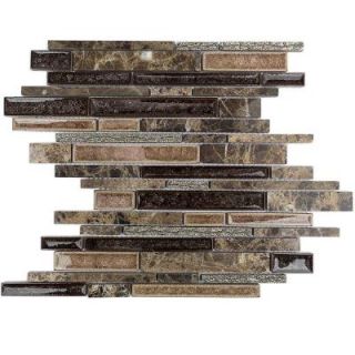 Splashback Tile Olive Branch Dark Roast 11 3/4 in. x 11 3/4 in. x 10 mm Glass and Stone Mosaic Tile OLVBRCDARKRST