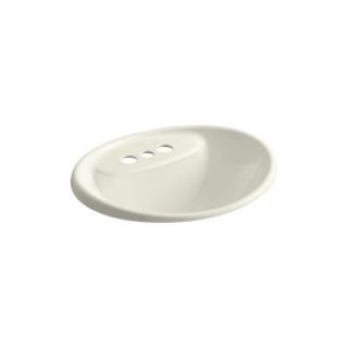 KOHLER Tides Drop In Vitreous China Bathroom Sink in Biscuit with Overflow Drain K 2839 4 96