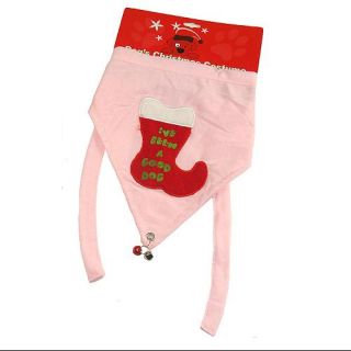 8" I've Been A Good Dog Pink Christmas Animal Pet Bandanna with Red Stocking