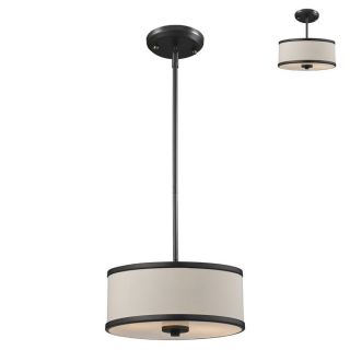 Z Lite Cameo 11.75 in W Factory Bronze Pendant Light with Fabric Shade