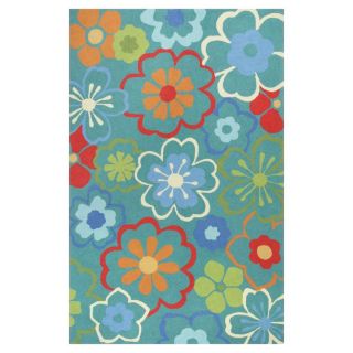 KAS Rugs Flirty Trends Blue Rectangular Indoor Hand Hooked Coastal Throw Rug (Common 2 x 3; Actual 20 in W x 30 in L x 0 ft Dia)