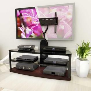 Sonax bandon 52 wood veneer tv stand with flat panel tv mount   Shop