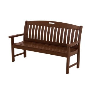 POLYWOOD Nautical 25 in W x 63.75 in L Mahogany Plastic Patio Bench