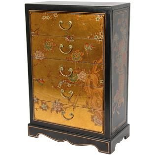 Oriental Furniture Gold Leaf Five Drawer Chest   Home   Home Decor