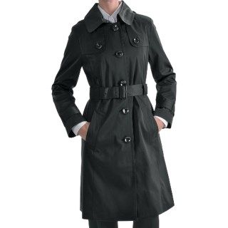 London Fog Hooded Faux Silk Trench Coat (For Plus Size Women) 4603F 35