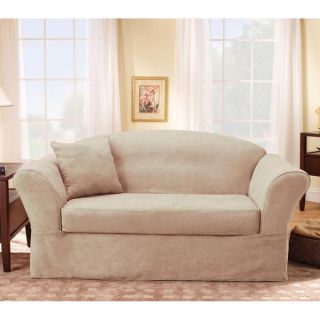 Sure Fit Suede Supreme Taupe Sofa Slipcover