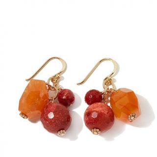 Studio Barse Bronze Coral and Agate Drop Earrings   7814750