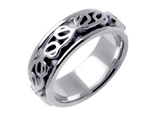 14K White Gold Comfort Fit Infinity Love Knot Celtic Men'S 8 Mm Wedding Band