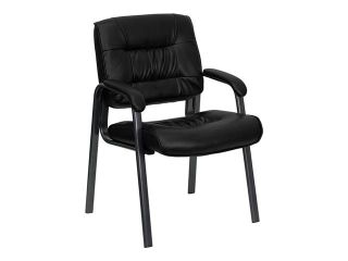 Flash Furniture Black Leather Executive Side Chair with Titanium Frame Finish [BT 1404 BKGY GG]