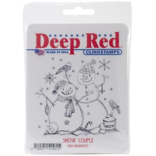 Deep Red Cling Stamp 3X3 Snow Couple   16657889  