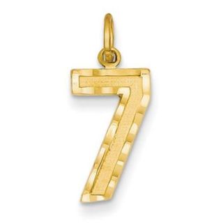 14k Yellow Gold Casted Medium D/C Number 7 Charm Pendant