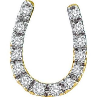14K Yellow Gold 0.10ctw Glamorous Pave Diamond Horse Shoe Fashion Pendant