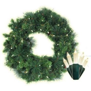 Brite Star 30 in. Pre Lit LED Anchorage Fir Pine Artificial Wreath with Timer 73 153 00