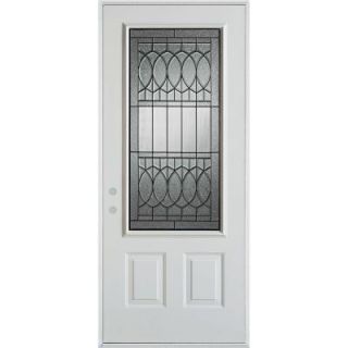 Stanley Doors 32 in. x 80 in. Nightingale Patina 3/4 Lite 2 Panel Prefinished White Right Hand Inswing Steel Prehung Front Door 1544E D 32 R P