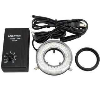 60 LED Microscope Ring Light Illuminator with Adapter and Control Box