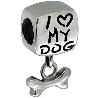 Connections from Hallmark Stainless Steel "I Love My Dog" Charm