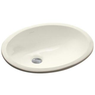 KOHLER Caxton Vitreous China Undermount Bathroom Sink in Biscuit with Overflow Drain K 2209 96