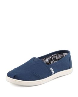 TOMS Classic Canvas Slip On, Navy, Youth