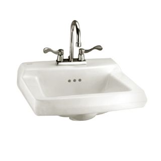 American Standard Comrade White Wall Mount Rectangular Bathroom Sink with Overflow