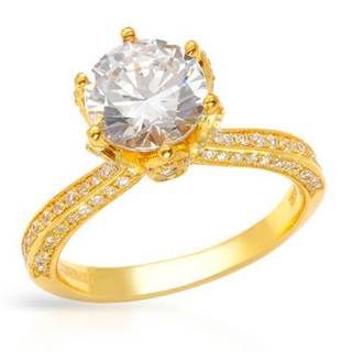 carat TW Cubic Zirconia Gold plated Silver Ring  