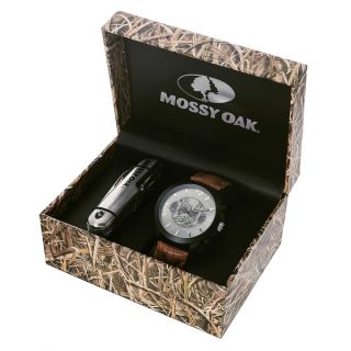 Mossy Oak Mens MOW071GU LW SET Camo Brown Watch with Pocket Knife Key