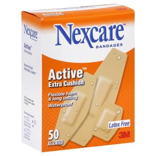 Nexcare Active Bandages, Extra Cushion, Assorted, 50 bandages   Health