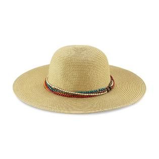 Jaclyn Smith Womens Woven Floppy Sun Hat   Beaded   Clothing, Shoes