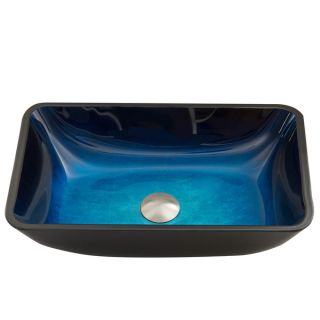 VIGO Rectangular Turquoise Water Glass Vessel Sink
