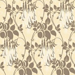 The Wallpaper Company 8 in. x 10 in. Mocha Large Floral Trail Wallpaper Sample WC1282360S
