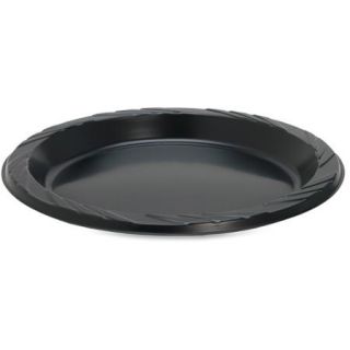 Genuine Joe Reusable Plastic Plates, Black, 9", 125 count