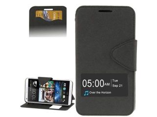 Cross Texture Horizontal Flip Magnetic Buckle Leather Case with Card Slots & Holder for  HTC Desire 816 / 800 (Black)