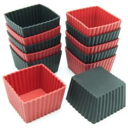 Freshware 12 Pack Mini Square Silicone Reusable Baking Cup  
