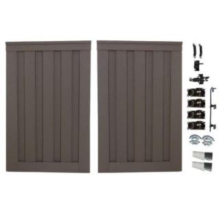 Trex Seclusions 4 ft. x 6 ft. Woodland Brown Wood Plastic Composite Privacy Fence Double Gate with Hardware WBFGATEDBLKIT